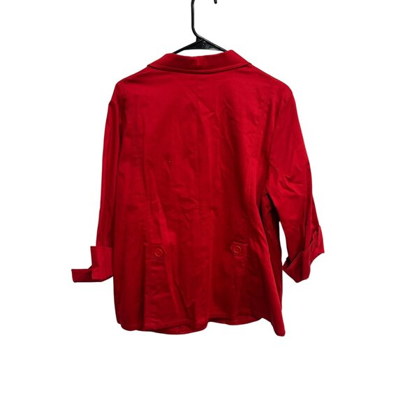 Linea By Louis Dell'Olio Button Front Utility Blazer Jacket Red Sz XL Workwear - Picture 2 of 9